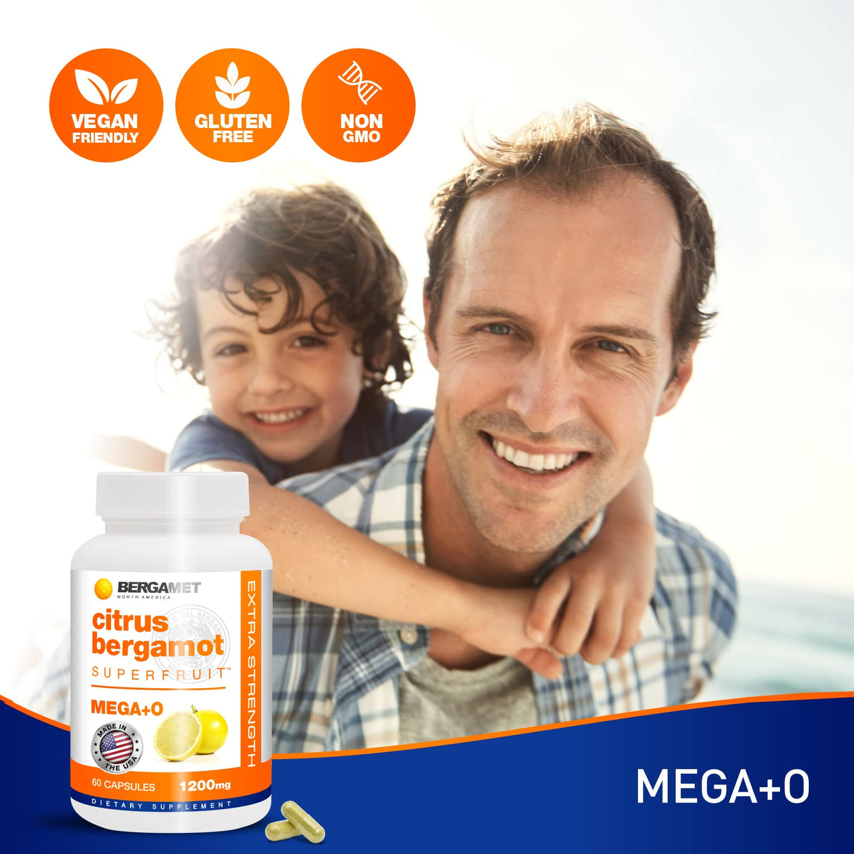 BergaMet Citrus Bergamot Supplement, 170:1 Extract, 1200mg per Serving, 80% Polyphenols, Italian Citrus Bergamot Supplement for High Cholesterol, 120 Capsules, 2 Months, Made in The USA