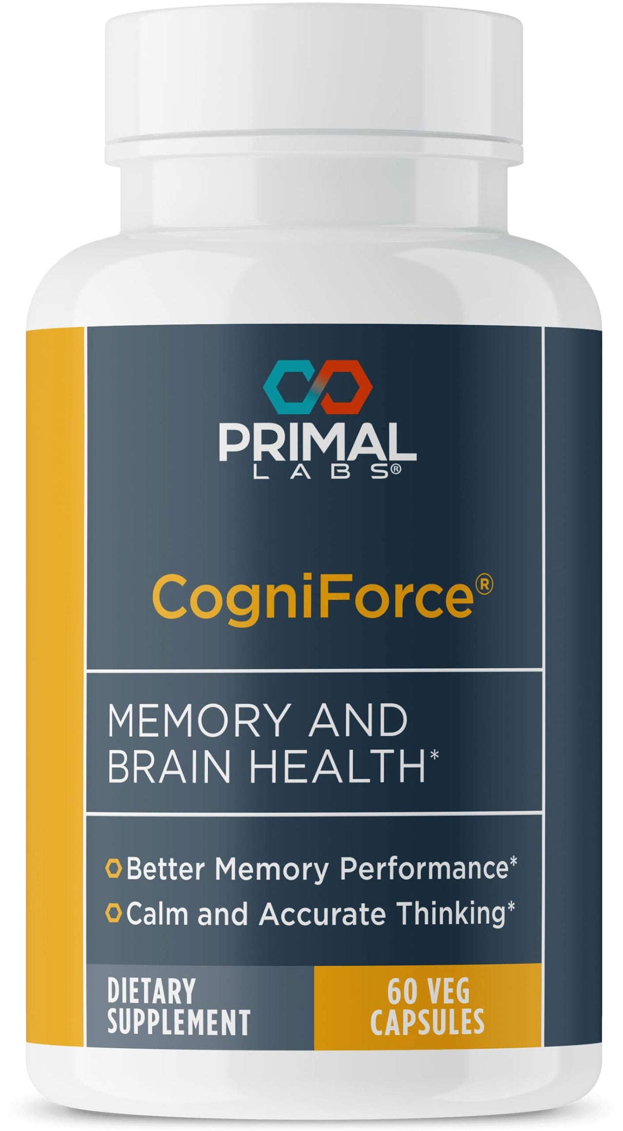 Primal Health CogniForce - Memory & Brain Health - Acetyl L-Carnitine Formula - Better Cognitive Performance - Clarity + Focus + Better Recall + Calm Thinking - Dietary Supplement - 60 Capsules