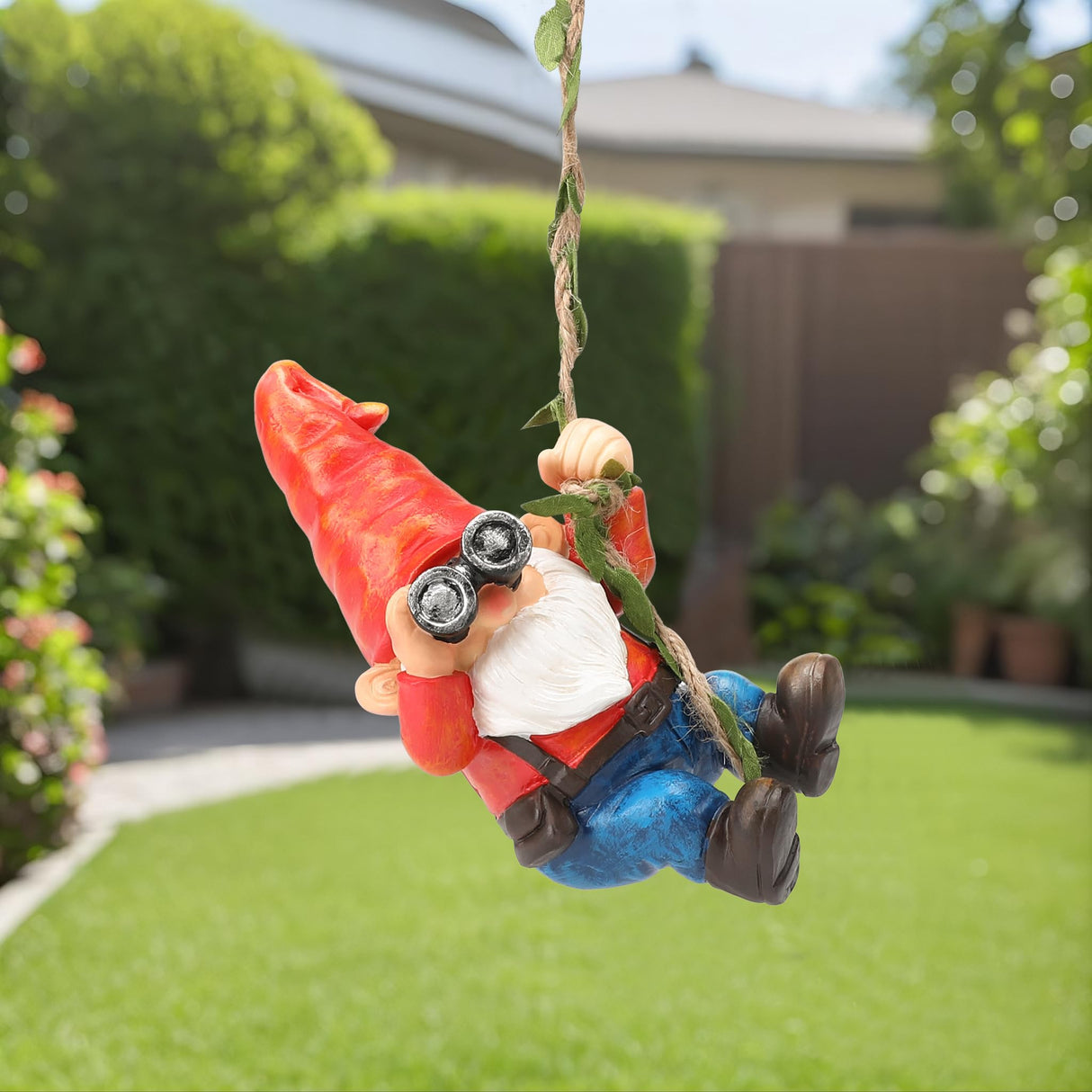 WONDHOME Hanging Gnome Garden Statue Funny Climbing Gnomes with Telescope Tree Hugger for Outdoor Lawn Home Patio Yard Art Decoration Christmas Birthday Gifts for Mom Women