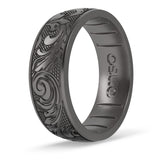 Enso Rings Signature Etched Collection - Classic Etched Silicone Rings - Comfortable and Flexible Design (Flourish - Platinum-Colored, 11)