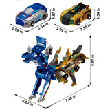 Transforming Dinosaur Toys, 2 in 1 Magnetic Cars Collision Transform into Dino Toys, for Boys Girls Toy Age 2-12, Christmas Birthday Gift (Gold Blue)