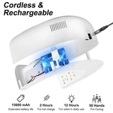 60W Rechargeable UV LED Nail Lamp, Faster Wireless Nail Dryer Gel Polish Light 42 Beads & Portable Handle, Professional Curing Lamp For Fingernail and Toenail, Auto Sensor & Quick Dry Nail Machine