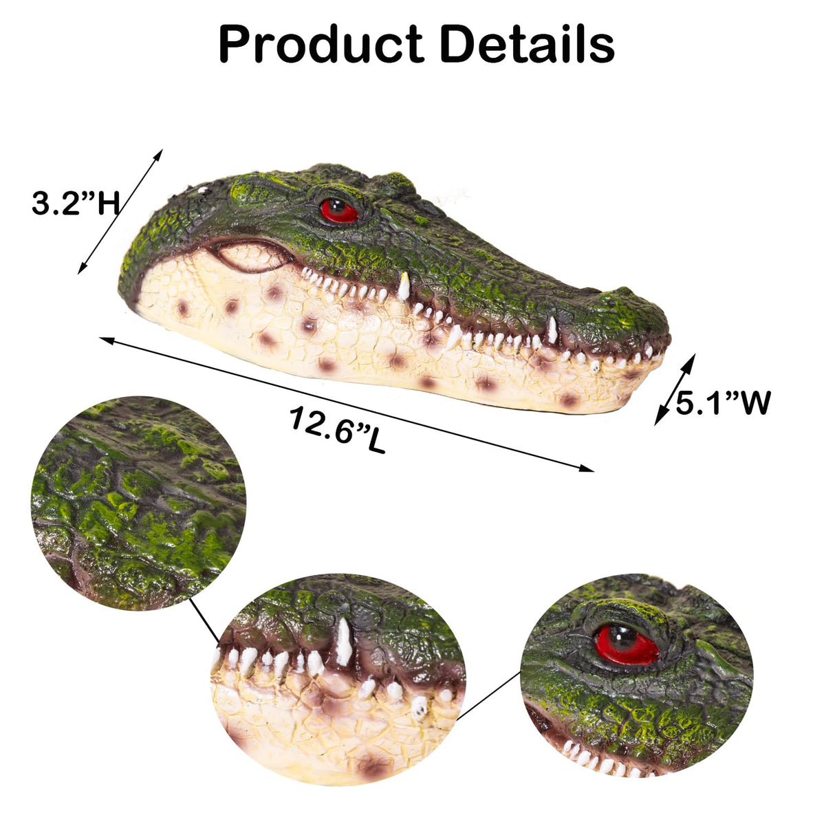 Benhurb Pond Floating Alligator Head Decoy, Pools Float Fake Gator Head Duck Detterent Crocodile Head Decoy for Koi Garden Yard Decoration Swimming Pool Animal Protector