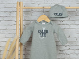 Personalized Newborn Baby Coming Home Outfit,Custom Embroidered Name Sleepwear,Infant Soft Long Sleeve Romper(style 1) (Grey, Unisex)