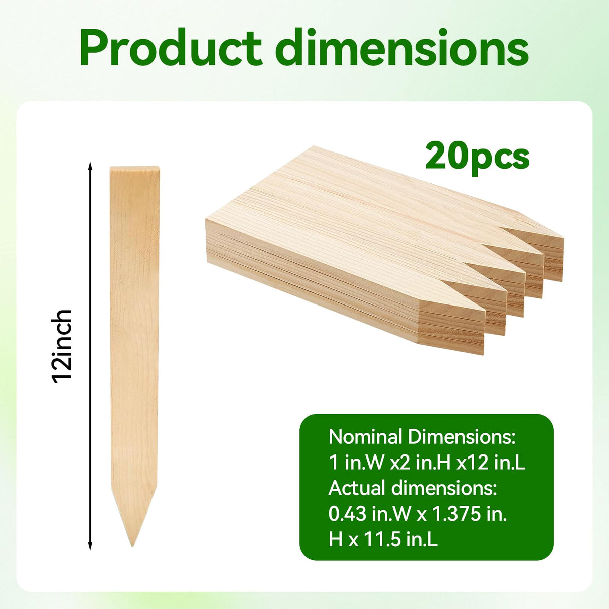 20 Pieces Wooden Garden Stakes 12 Inch Grade and Survey Stakes Wooden Garden and Sign Posts for Plant Support Silt Fence Yard Farm Survey Boundaries Baselines