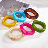 MEDOJO 6 Pcs Colorful Square Acrylic Resin Bangle Bracelet Wide Geometric Irregular Geometric Wristbands Cuff Bangle Bracelet for Women