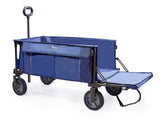 TIMBER RIDGE Tailgate Collapsible Folding Wagon Cart, Heavy Duty Utility Push Pull Beach Wagon Foldable, Outdoor Grocery Cart with Side Pockets for Camping, Garden, Shopping, Holds 225 lbs, Blue