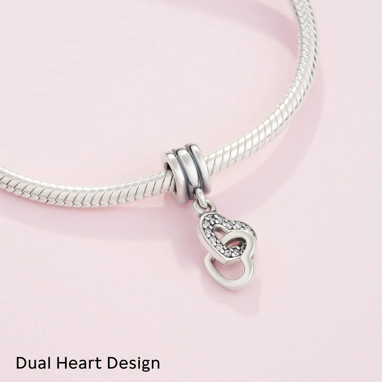 PANDORA Interlocking Hearts Dangle Charm - Compatible Moments - Stunning Women's Jewelry - Gift for Her - Made with Sterling Silver & Cubic Zirconia - With Gift Box