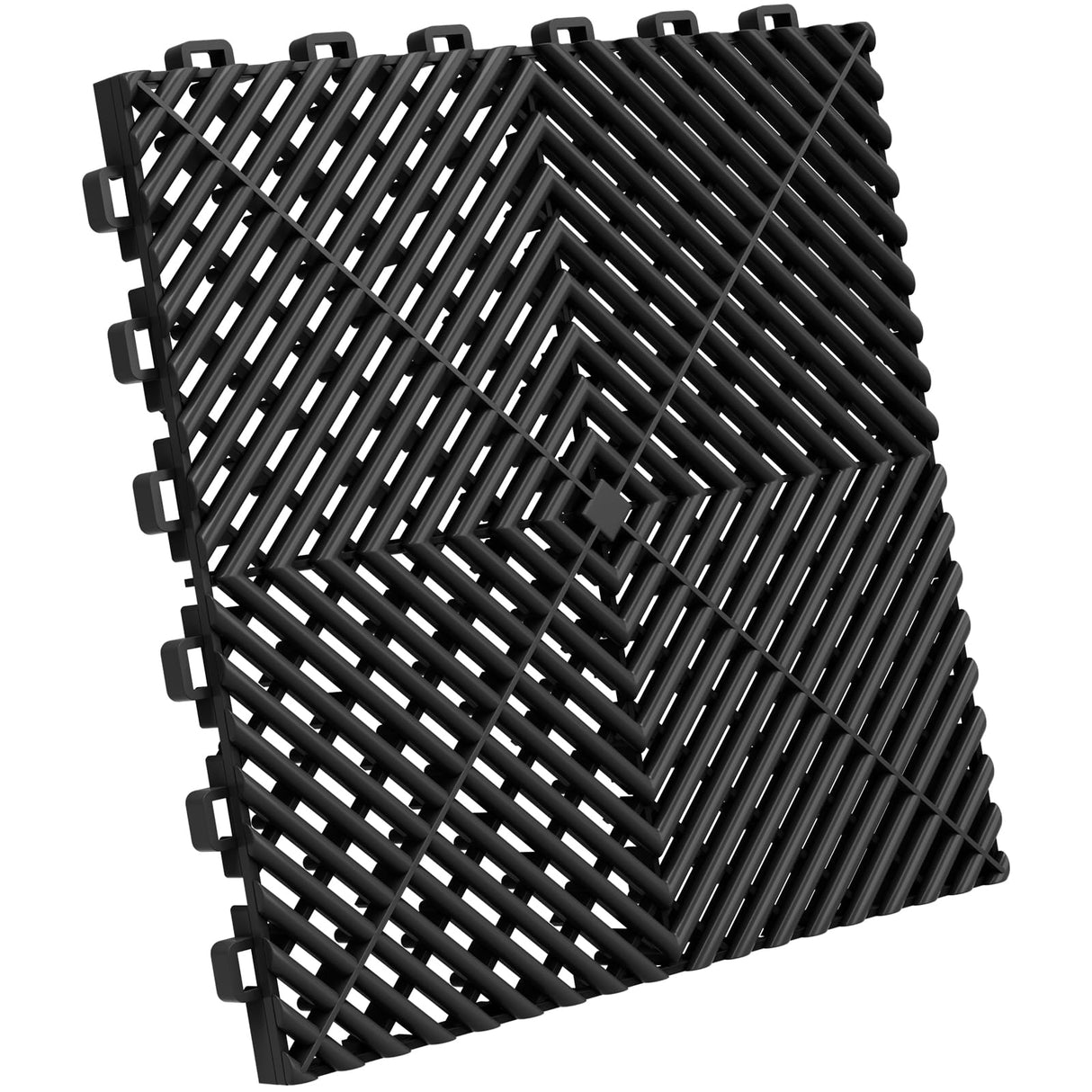 Jocoevol 60-Pcs Interlocking Tile, 12" x 12" Indoor/Outdoor Self-Drainage Interlocking Floor Tiles, Non-Slip Heavy-Duty Polypropylene Splicing Flooring Tile for Garage Patio Pool Bathroom, Black