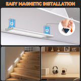 Under Cabinet Lighting Wireless, Rechargeable Motion Sensor Light Indoor, 3 Color Dimmable Closet Light Battery Operated with LED Power Display, Magnetic Under Counter Lights for Kitchen, Home (3Pack)