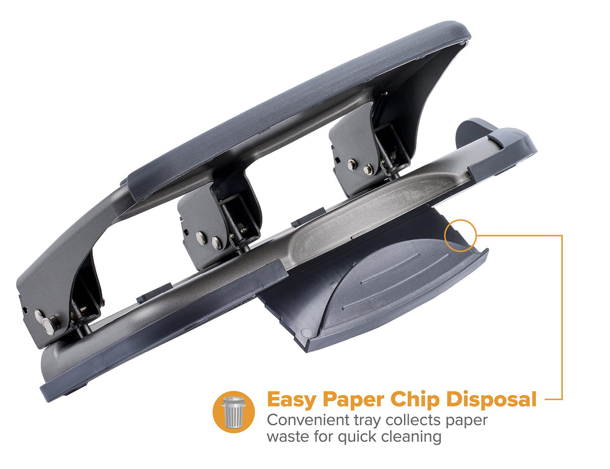 Bostitch Office EZ Squeeze 40 Sheet 3-Hole Punch, Heavy Duty (HP40AM), Silver