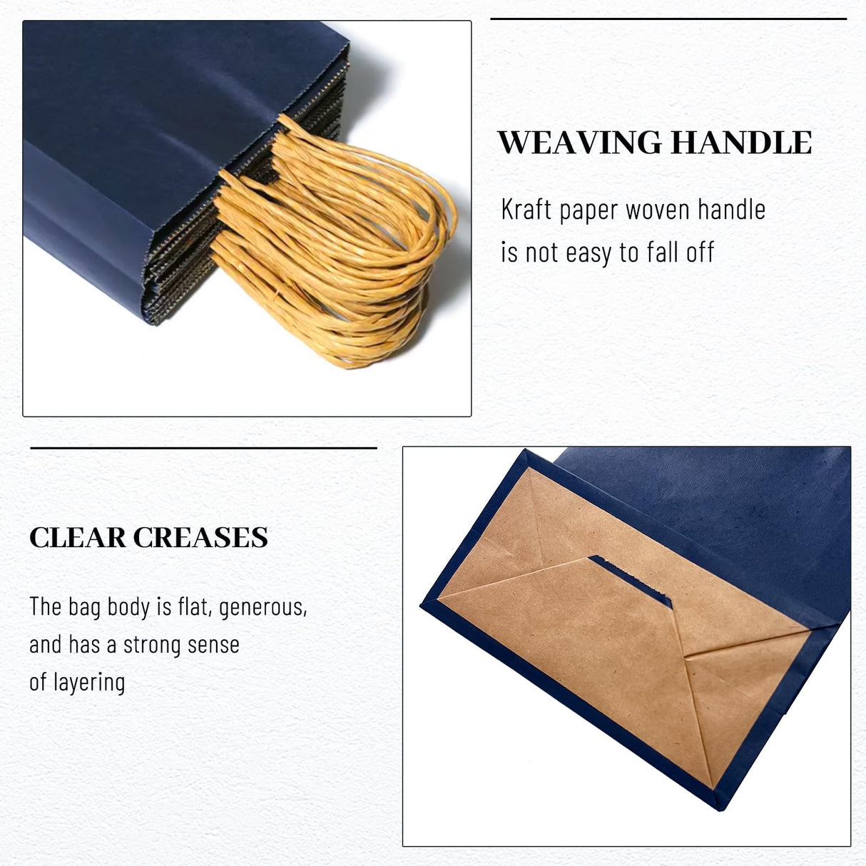LIHOMR Gift Bags 8.25" x5.9 x3.15 100Pcs Paper Bags with Handles,kraft paper Bags for Small Business Christmas Bags, Wedding, Party Favor, Shopping, Lunch, Halloween Trick-or-Treat(Navy blue)