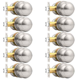 Probrico Interior Door Knobs for Hallway, Flat Ball Closet Door Knob Brushed Nickel Finish, 10Pack Passage Door Knobs Brushed Nickel Door Knob