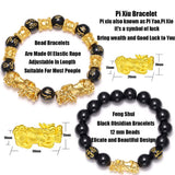 SOOWOOT Feng Shui Wealth and Luck Bracelet for Men and Women: 3Pcs Set with Pixiu and Black Obsidian, Brings Prosperity, Offers Protection, Attracts Good Fortune and Repels Evil Spirits