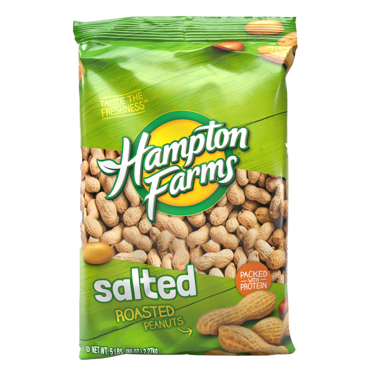 Hampton Farms - USA Grown All-Natural - Fancy Roasted In-Shell Salted Peanuts - 5 lb. Bag