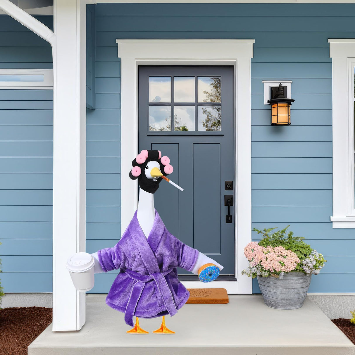 OBUSATT Old Lady Porch Goose Outfits 23 in Bathrobe Lawn Goose Costume Set Purple