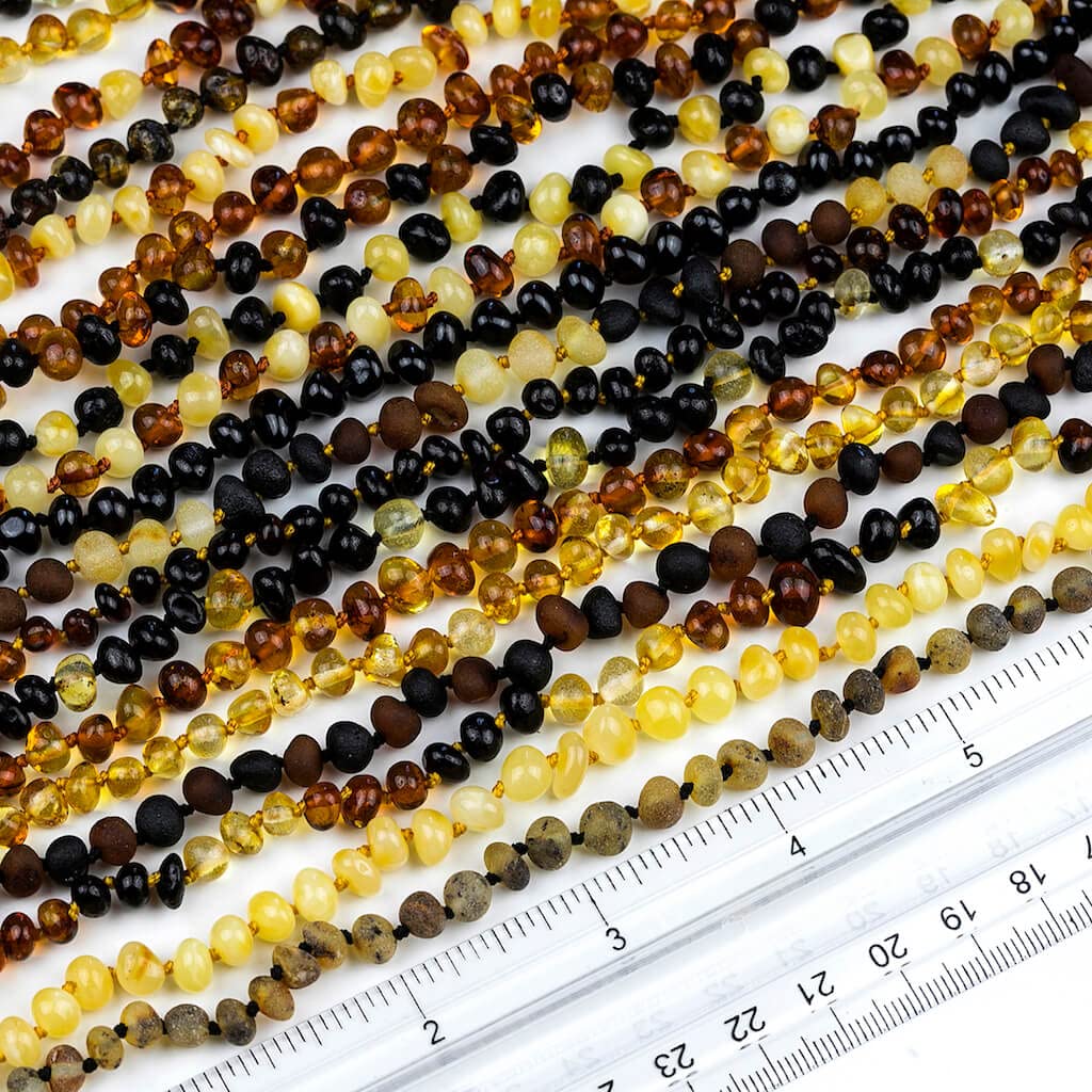 Baltic Amber Necklace - 12.5", Polished Beads, Cognac Color