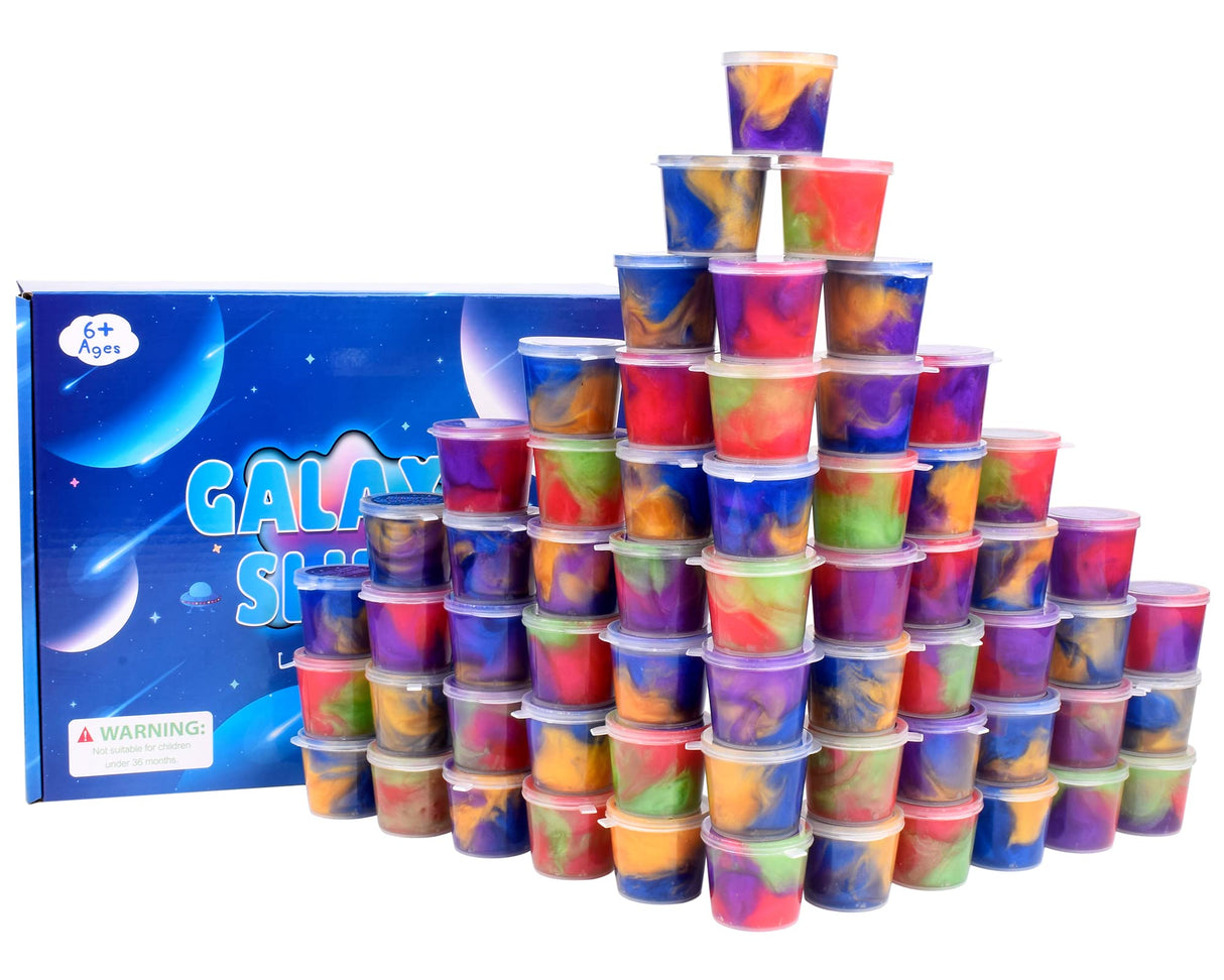 Galaxy Slime Kit with 60 Pack,Slime Party Favors for Kids, Non Sticky,Wet,Soft Sludge Toy Mini Slime Bulk for Boys Girl, Stress Relief,Goodie Bags, Christmas Stuffers