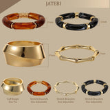 JATEBI 4 Pcs Chunky Acrylic Bangle Bracelets for Women (Black)