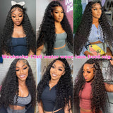 32 Inch Water Wave 13x6 HD Lace Front Wigs Human Hair 200 Density Lace Frontal Wig Human Hair Pre Plucked with Baby Hair Deep Part Curly Wig for Women