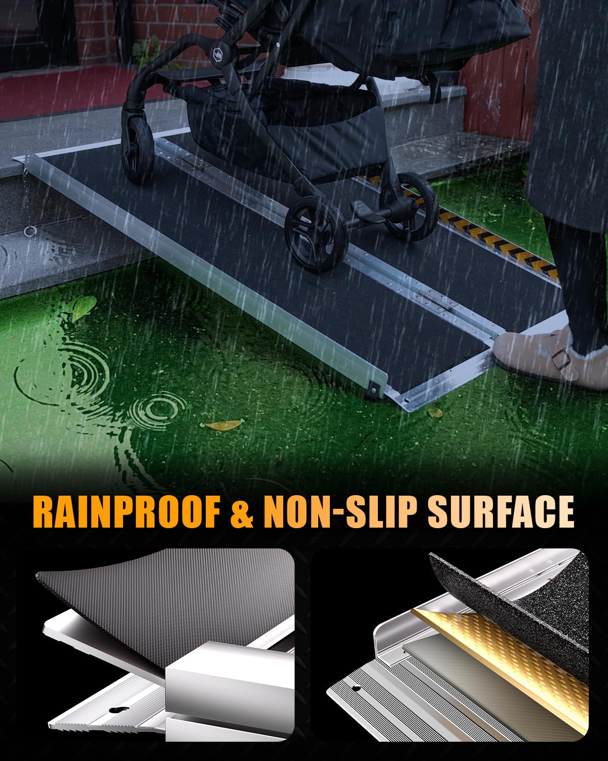 VNN Portable Wheelchair Ramp 4FT, Non-Slip Aluminum Folding Handicap Ramp, Door Threshold Wheelchair Ramps for Home, Wheel Chair Ramp for Home Steps, Scooter Ramp, Doorways