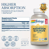 Solaray Magnesium Glycinate, New & Improved Fully Chelated Bisglycinate with BioPerine, High Absorption Formula, Stress, Bones, Muscle & Relaxation Support, 60 Day Guarantee, 68 Servings, 275 VegCaps