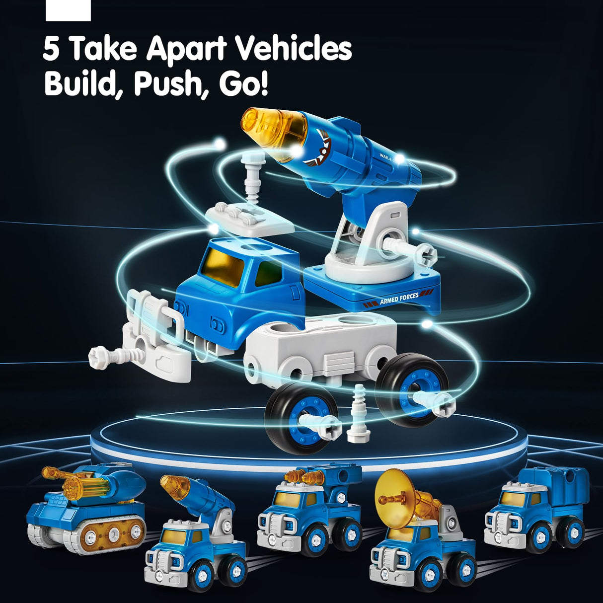 hahaland 5 Year Old Boy Birthday Gift - STEM Toys for Ages 5-7, Toy for 5 6 Year Old Boy, 5 in 1 Building Take Apart Trucks Transform to Robot, Boys Toys Stocking Stuffers Christmas Grandkids Gifts