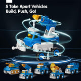 hahaland 5 Year Old Boy Birthday Gift - STEM Toys for Ages 5-7, Toy for 5 6 Year Old Boy, 5 in 1 Building Take Apart Trucks Transform to Robot, Boys Toys Stocking Stuffers Christmas Grandkids Gifts
