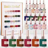 Double Rhythm 28Pcs 0.5Oz Gel Nail Polish Set Same Color Same Bottle Soak Off Gel Polish Kit Nail Art Manicure Salon DIY at Home for Women (Burgundy Green Collection-T24-1)