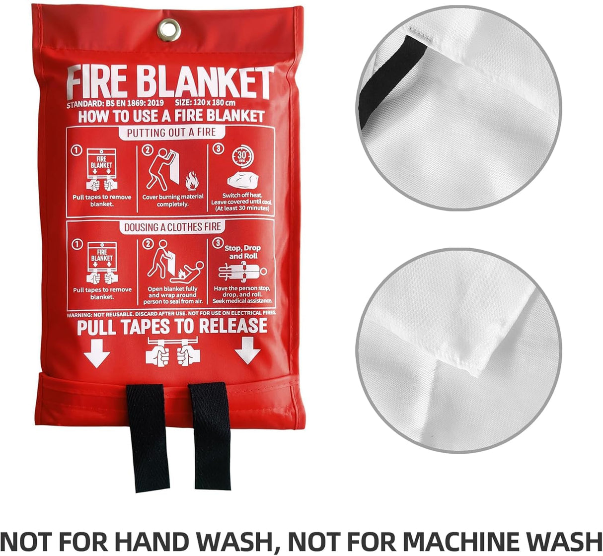 WUERLI Fire Blanket, 47" x 71",Fiberglass Fire Blanket for Camping and Fire Fighting Shelters