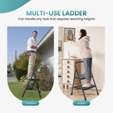 Smug Step Ladder, 2 Foldable Step Stool with Anti-Slip Pedal & Handrail