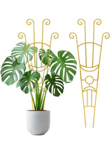 2Pcs Large Metal Trellis for Potted Plants Indoor, 33 Inch Tall Expandable Garden Trellis for Climbing Plants, Houseplant Support for Monstera, Ivy, Hoya Flower Outdoor (Gold)