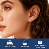3 Pairs Moissanite Stud Earrings for Women Men S925 Sterling Silver Flat Back Earring D Color VVS1 Moissanite Cartilage Jewelry Set (Silver)