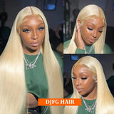 DJFG 613 Lace Front Wig Human Hair 30 Inch Blonde Wig Human Hair 613 13x6 Lace Front Wig Human Hair 200 Density Blonde Lace Front Wigs Human Hair Pre Plucked HD Lace Frontal Wig Straight Glueless