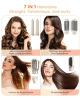 7 in 1 High-Speed Hot Air Styler,110,000 RPM Rotatable Hair Styler ， Professional Frizz-Free Blow Dryer Brush, Fast Drying, No Heat Damage - Curl, Volumize, Straightening Styling (Champagne)