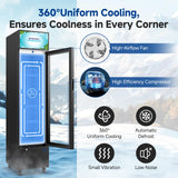 BODEGACOOLER Commercial Refrigerators, Drink Fridge with Glass Door, Tall Beverage Cooler, Single Door Display Refrigerator, for Beer, Soda, 7.71 Cu.ft Capacity