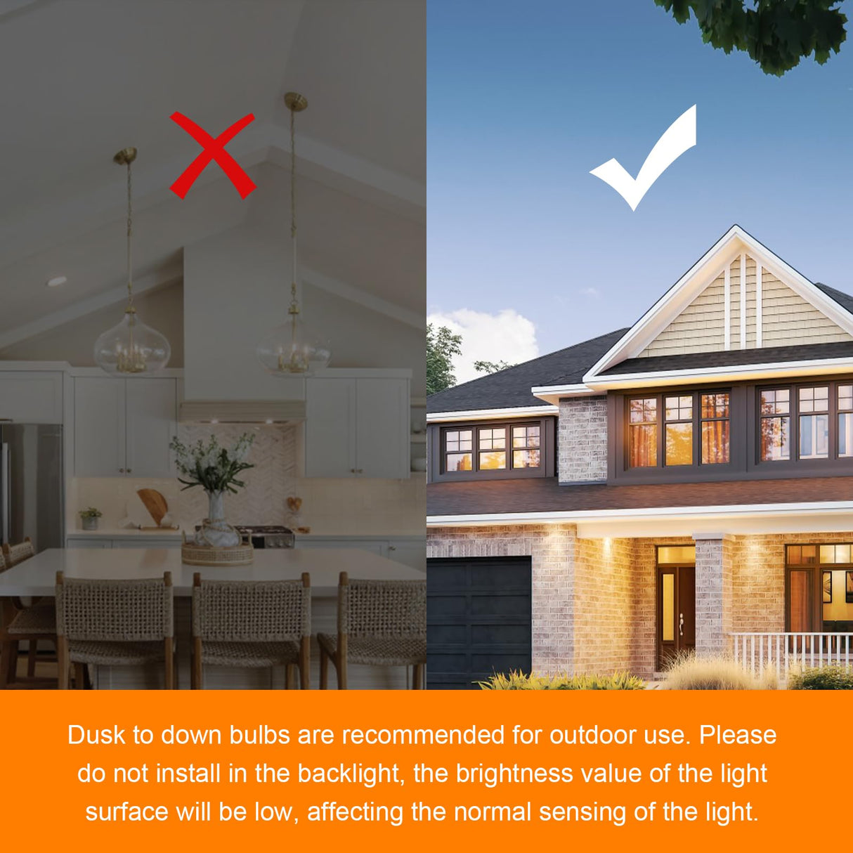 TJOY Dusk to Dawn Light Bulbs Outdoor, Light Sensor LED Light Bulb, Automatic on/Off Photocell Bulb for Outdoor Porch Lighting, 60W Equivalent, Energy Efficient 9W, Soft White 2700K,E26 Base, 4 Pack