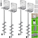 Insaga 24" Ground Anchors Screw in, 4 Pack Trampoline Anchors with L Bracket – Spiral Heavy Duty Earth Anchor for Shed, Swing Set, Mobile Home, Tent, Carport, Gazebo, Canopy, Playground, Playset