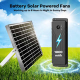 erifyng Solar Powered Fan with Battery, Rechargeable Solar Fan for Chicken Coop, Greenhouse, Shed, Outside with Two IPX7 Waterproof Exhaust Intake Fans 16.5Ft On/Off Switch Cable