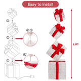 SANHSEHOME Set of 4 Christmas Lighted Gift Boxes, 3.3FT 70 LED Stackable Light Up Present Boxes for Christmas Decorations Indoor Outdoor Yard Lawn Porch Home Decor(4 Piece Set)