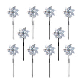 FameFame 10 Pack Reflective Pinwheels with Plastic Stakes| 19.7 inch Pre-Assembled Sparkle Pin Wheel Set | Scare Off Birds and Animals Away | Decorative for Garden, Yard, Lawn
