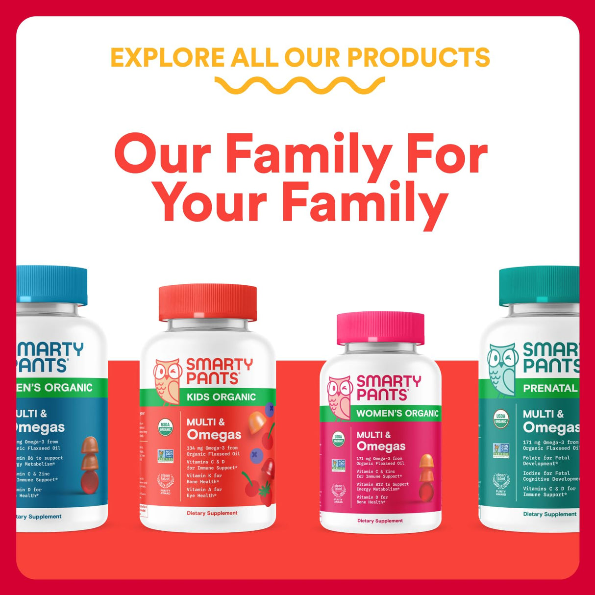 SmartyPants Organic Kids Multivitamin Gummies: Probiotics, Omega 3 (ALA), Vitamin D3, C, Vitamin B12, B6, A, K & Zinc for Immune Support, Biotin, Three Fruit Flavors, 120 Count (30 Day Supply)