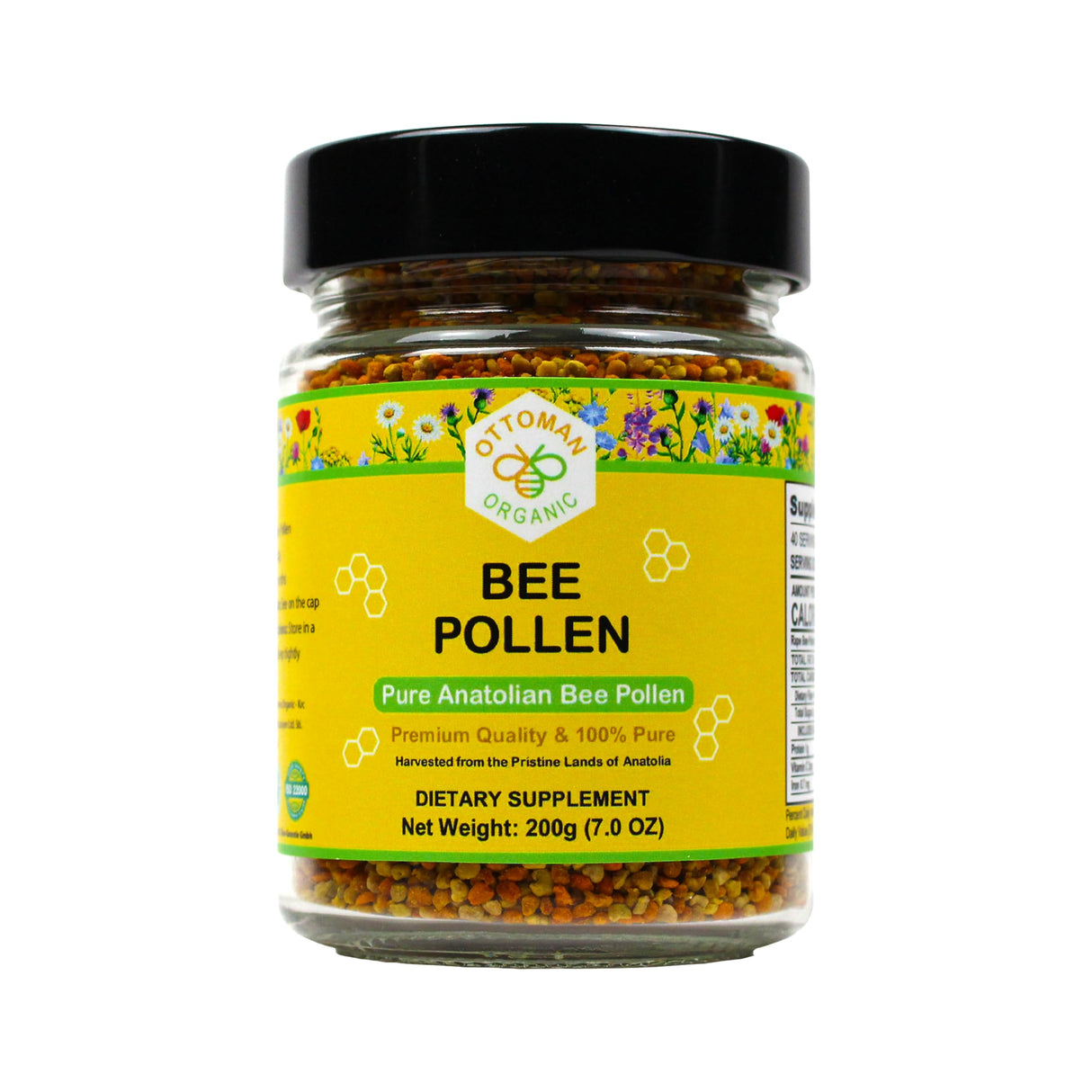 Organic Bee Pollen - USDA & EU Organic Certified, Halal, ISO 22000 & GMP | 100% Pure Superfood for Immune Support, Rich in Vitamins & Minerals | Non-GMO, Additive-Free | 200g (7.05 oz)