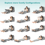 Hansleep 6PCS Orthopedic Bed Wedge Pillow for Sleeping, Adjustable Post Surgery Pillow Set for Body, Back and Leg Pain Relief, Memory Foam Support Pillows for After Surgery, Grey