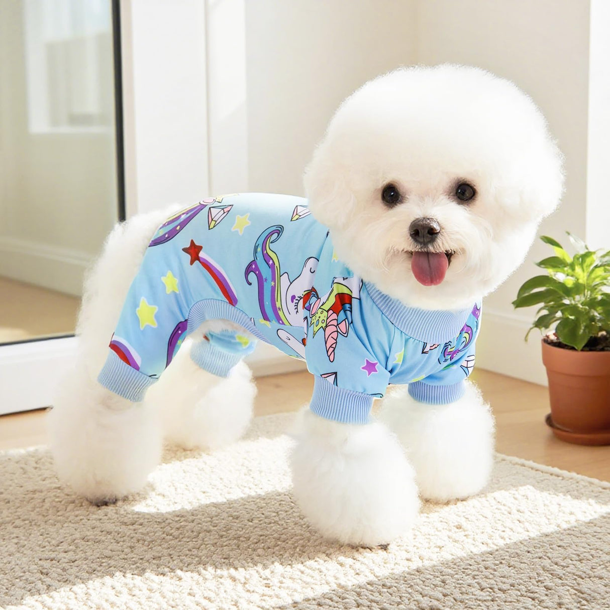 XPUDAC 4 Pieces Dog Pajamas for Small Dogs Pjs Clothes Puppy Onesies Outfits for Doggie Christmas Shirts Sleeper for Pet Cats Jammies-L