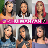 HUIWANYAN Lace Front Wigs Human Hair 13x4 HD Lace Front Wig Glueless Wigs Human Hair Pre Plucked Short Straight Bob Lace Front Wigs Human Hair For Black Women Nature Hairline 180% Density 12 Inch