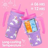 Unicorn Tumbler 20oz with Handle and Silicone Straw Lid for Kid, Insulated Stainless Steel Cup, Gift for Kids Girls, Gifts Idea for Birthday Christmas Back to School