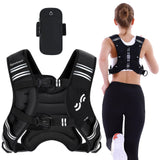 Weighted Vest for Men and Women: Sportneer 15lbs Weight Vest with Reflective Stripe Running Vest with Large Pocket for Cardio Workout Strength Training Fitness Muscle Building Weight Loss Weightlifting Black