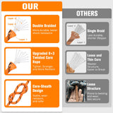 Double Braided Arborist Rigging Rope - 3/8 in X 100 ft 48 Strands Rappelling Outdoor Pulling Heavy Duty Polyester Bull Rope for Swing Tree Work Camping Rescue Hiking - Orange