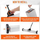HORUSDY 17-Inch Rolling Magnetic Sweeper with Wheels | Adjustable Handle | 8.8-Pound Capacity Heavy-Duty Magnet to Pick Up Nails